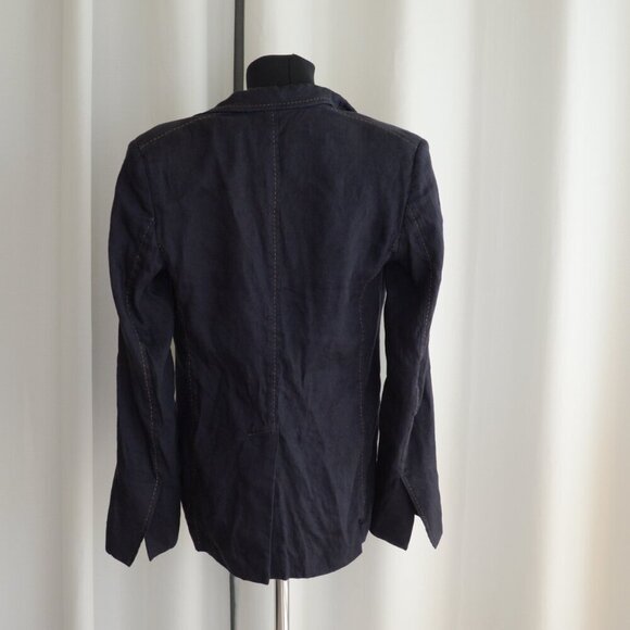ARJE Nora Linen Blazer Navy Button Sleeves Sz XS - Picture 3 of 10